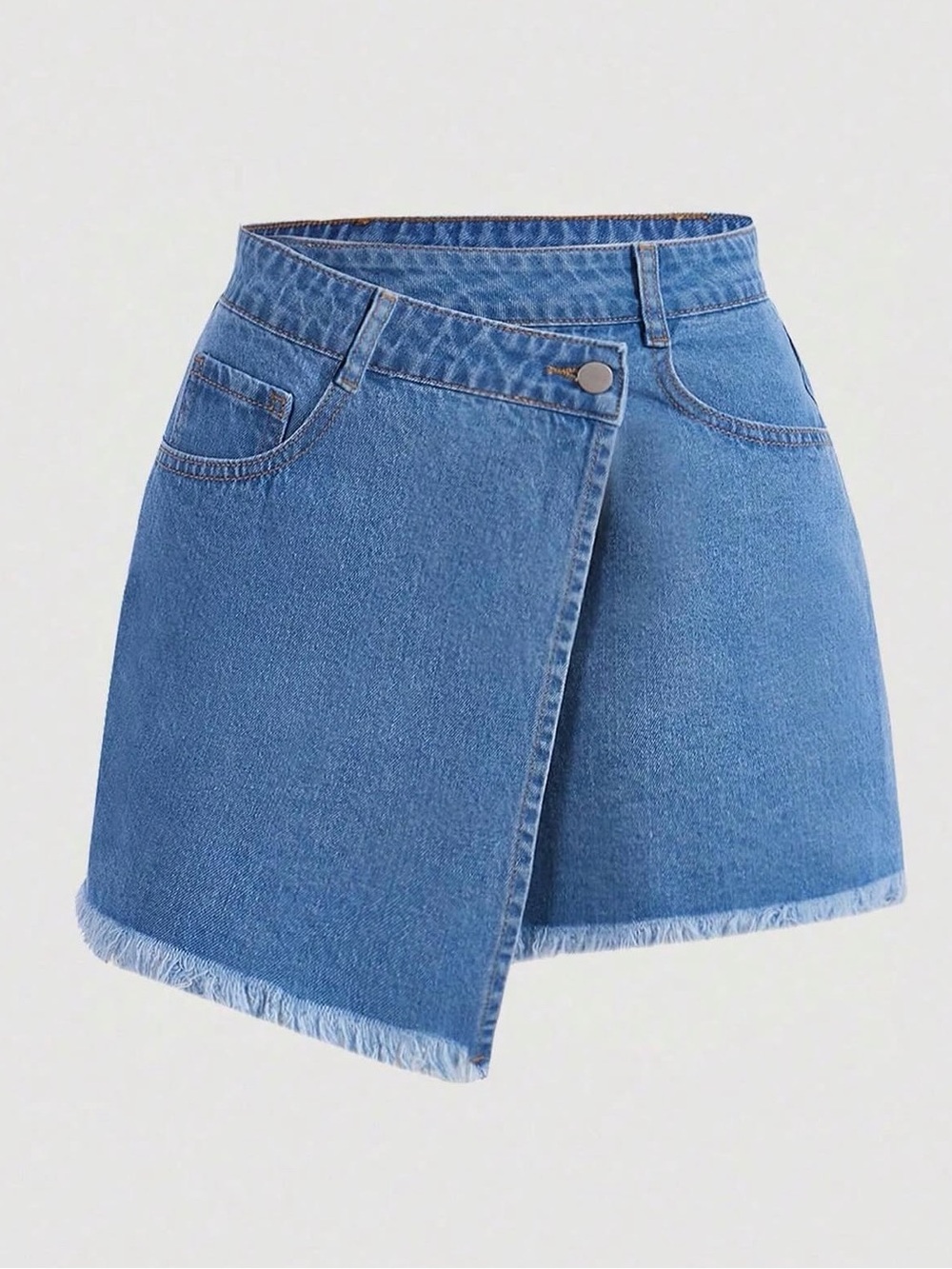 Blue Denim Wrap Mini Skort